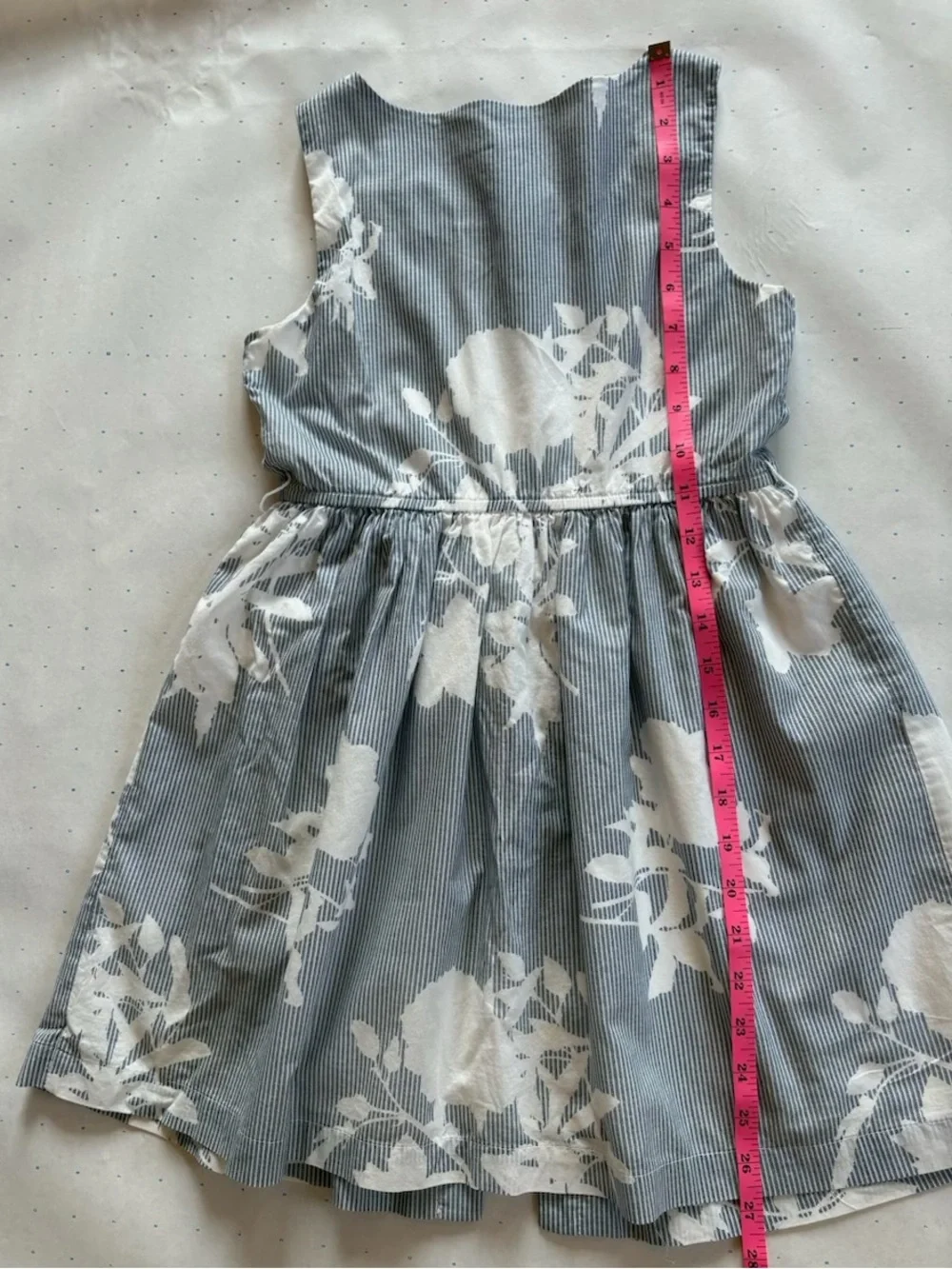 GAP - Blue and White Floral Stripe Dress - Girl's Size 8 - 100% Cotton